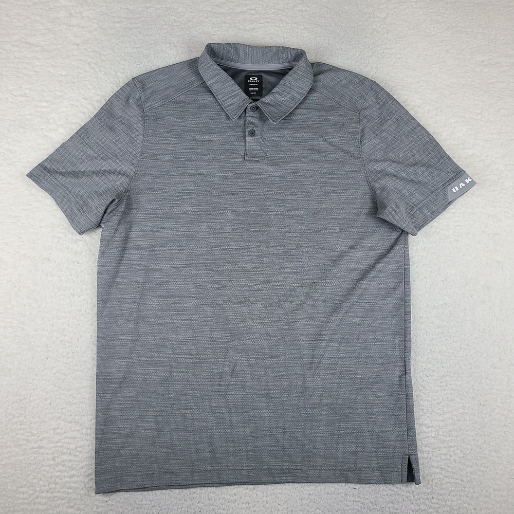 Oakley Polo Shirt Mens XL Gray Regular Fit Performance Golf Short Sleeve